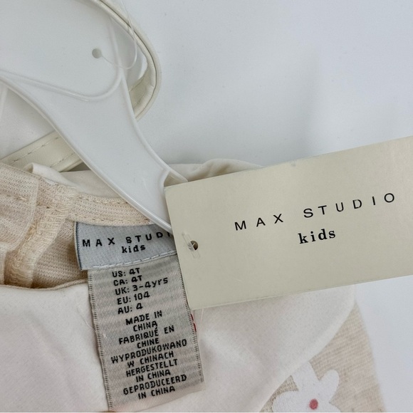 NWT MAX STUDIO kids Girl’s Floral Beige Top & Pink Leggings Set w/ White Bag 4T - Picture 4 of 10